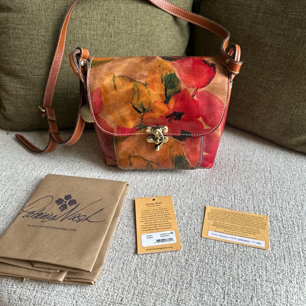 Patricia Nash spring multicolor leandra flap Floral Crossbody Bag